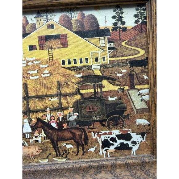 Charles Wysocki Farm Folk & Dr Bonkley Veterinarian Wooden Framed Art Americana - Picture 4 of 13